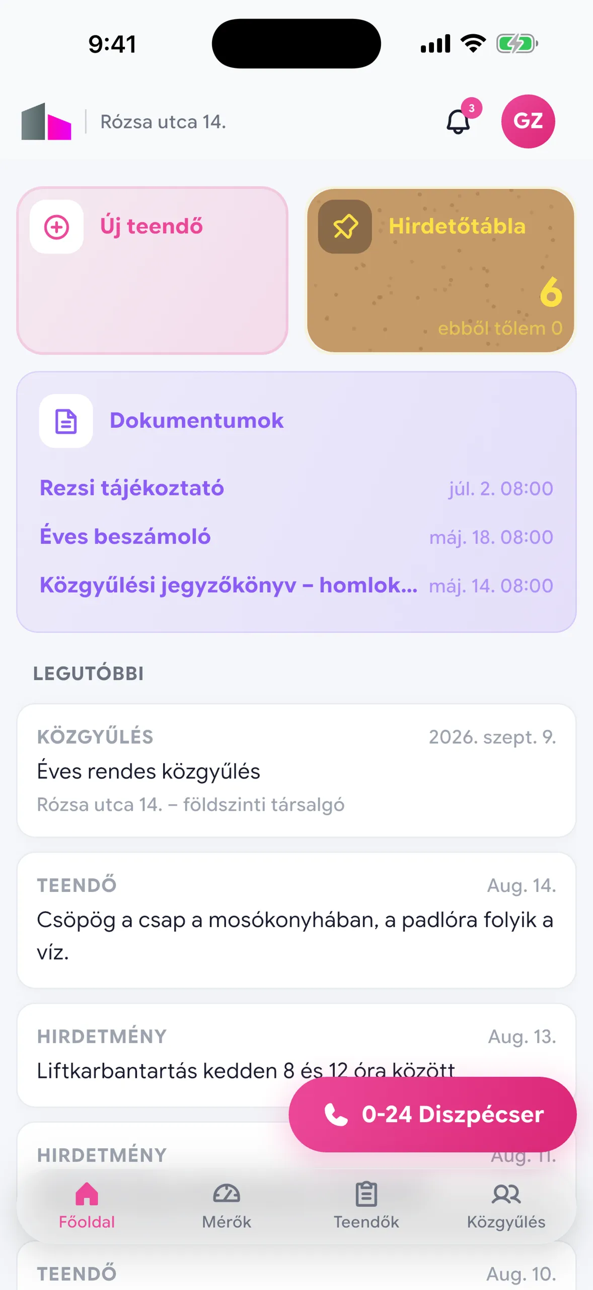 Főoldal: a ház legutóbbi eseményei